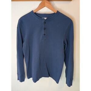 J.Crew Rustic Jersey Thermal Henley Top Steel Blue Vintage Style Women's S